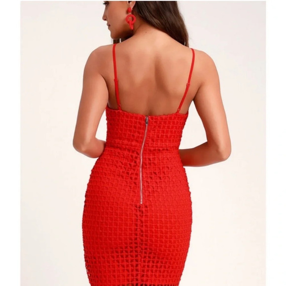 LULUS KINDHEARTED RED LACE SLEEVELESS MINI DRESS M Pencil Sheath - Picture 3 of 10